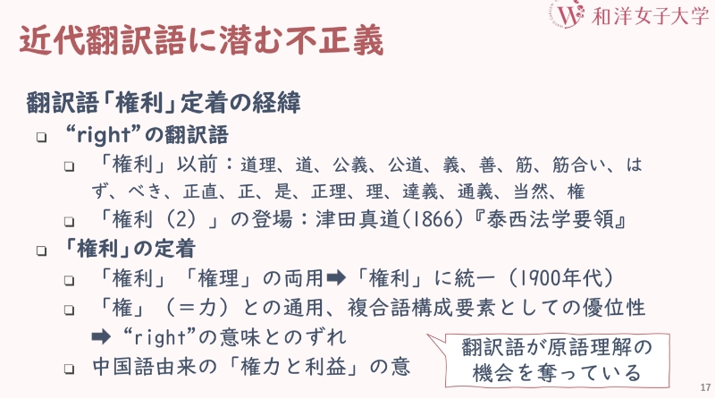 近代翻訳語に潜む不正義